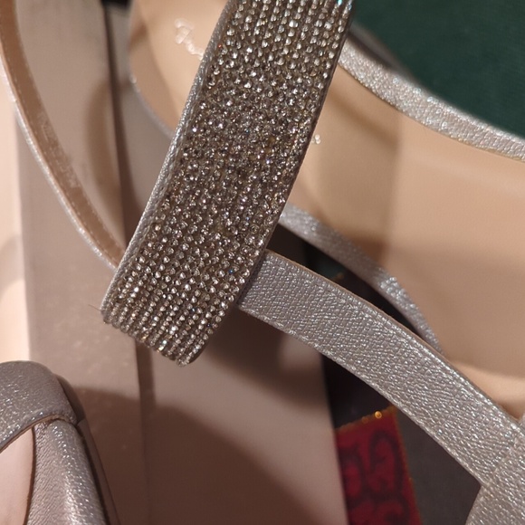 Paradox London Pink Jacey T strap wedge sandals silver Women's size 9 NEW NWB - Picture 11 of 12